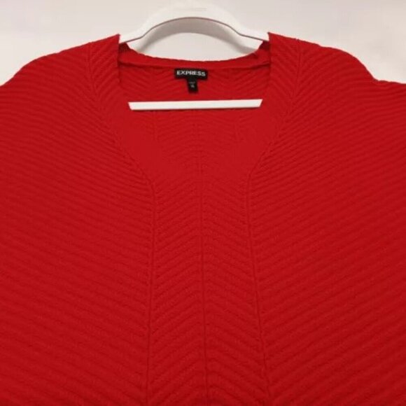Express Chevron Pattern Knit V-Neck Sweater Women’s XS Red Droptail High-Low Hem - Picture 14 of 14